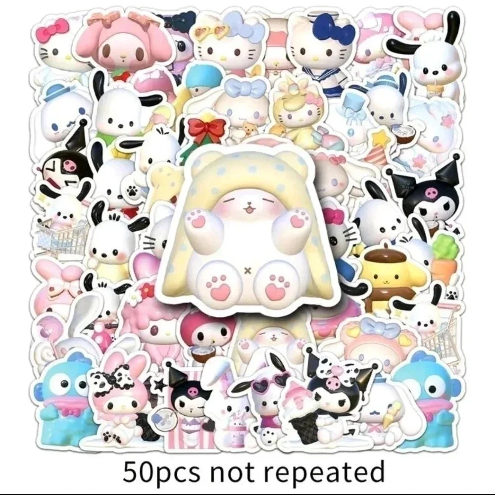 50 piece anime manga girls sticker set hello kitty vinyl decal decor home pink